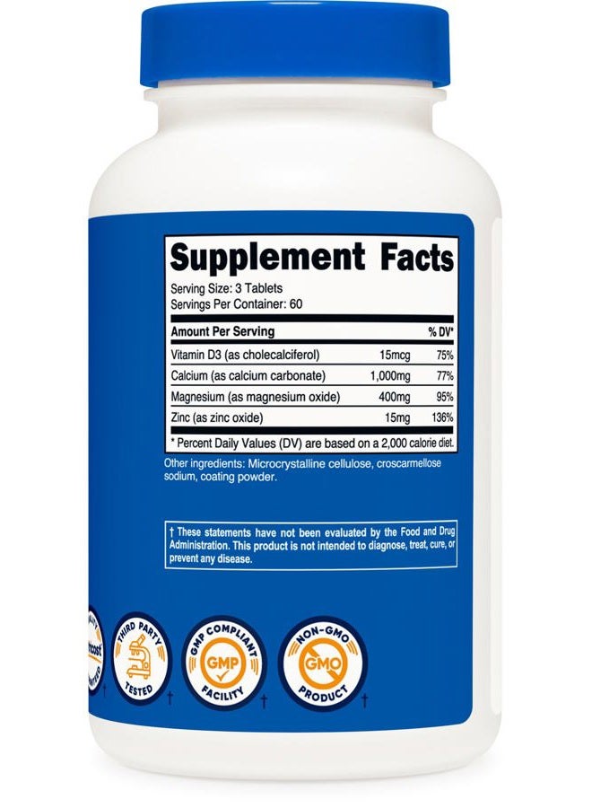 Nutricost Calcium, Magnesium & Zinc Tablets 1,415 mg, 180 Tablets - Vitamin / Mineral Blend Supplement, 60 Servings - Gluten Free, Non-GMO - Image 5