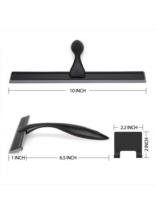 Hiware All-Purpose Shower Squeegee for Shower Doors, Bathroom, Window and Car Glass - Black, Stainless Steel, 10 Inches - Image 2