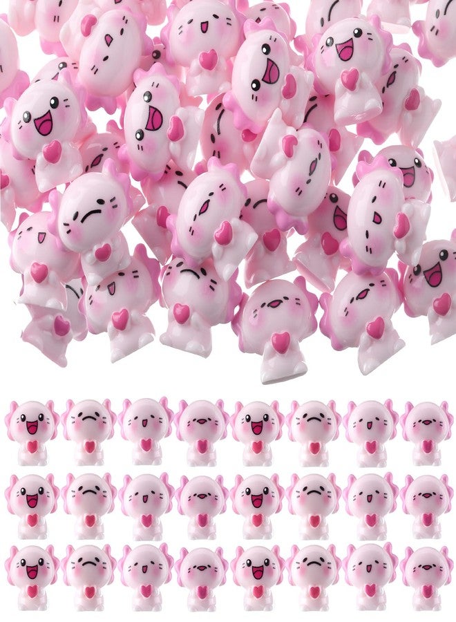 Quzzil 48 Pcs Mini Resin Axolotl 4 Styles Summer Tiny Miniature Axolotl Figurines Heart Little Animals Figures to Hide for DIY Craft Garden Landscape Potted Plant Aquarium Micro Landscape Decor - Image 1