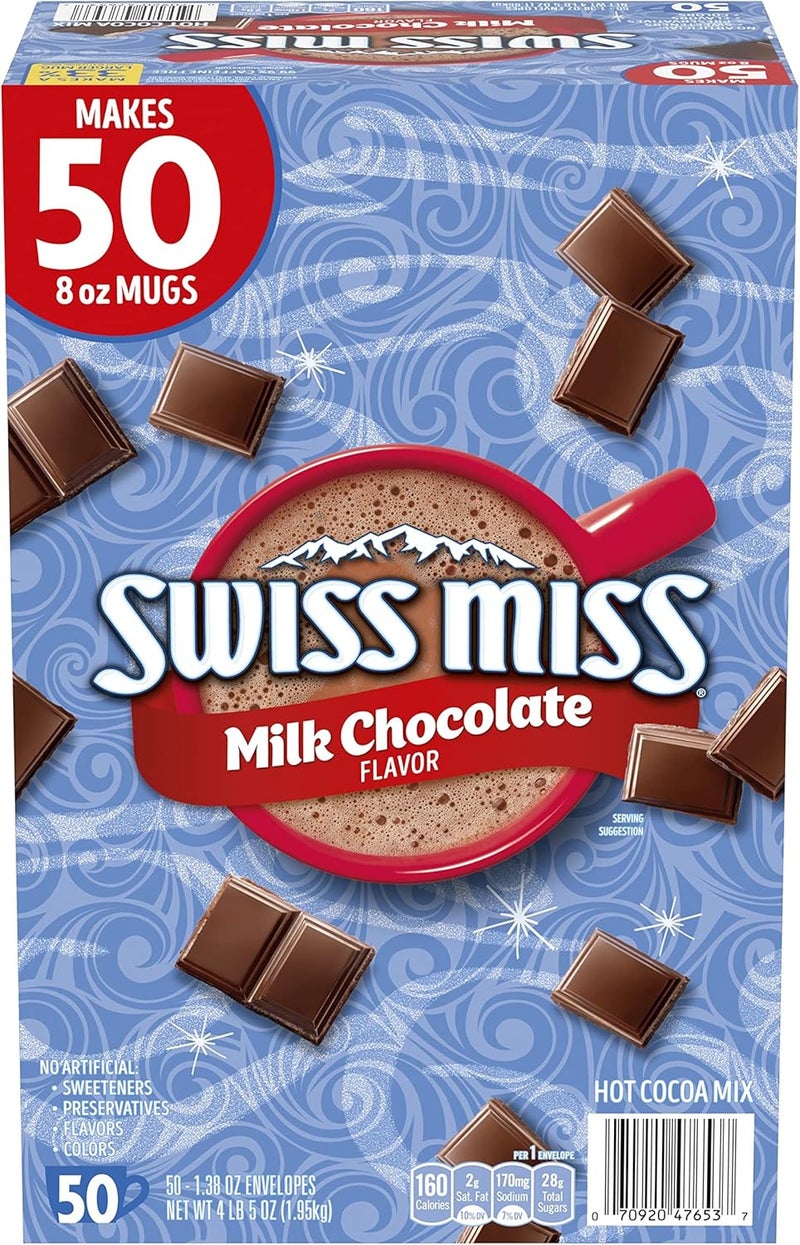 Swiss Miss خليط كاكاو ساخن بالشوكولاتة الحليب من سويس ميس - 50 عبوة - Image 1