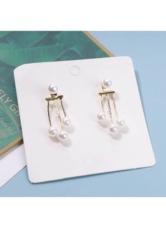 Yheakne Boho Pearl Drop Dangle Earrings Gold Pearl Ear Jacket Earrings Vintage Dangle Pearl Tassel Earrings Double Way Front Back Earrings Jewelry For Women And Girls Gifts  - Image 4