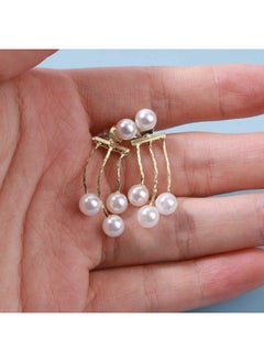 Yheakne Boho Pearl Drop Dangle Earrings Gold Pearl Ear Jacket Earrings Vintage Dangle Pearl Tassel Earrings Double Way Front Back Earrings Jewelry For Women And Girls Gifts  - Image 5
