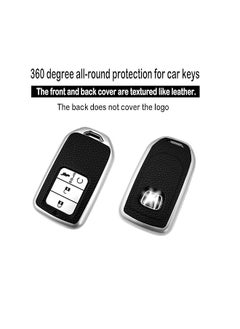 OUYoo OUYoo For Honda Key fob Cover,case Texture,with Keychain,Soft TPU Key Shell/Skin,4-Buttons fit Accord Civic CRV Pilot Odyssey Passport Remote Key Vehicle Accessories,（Green）.  - Image 5