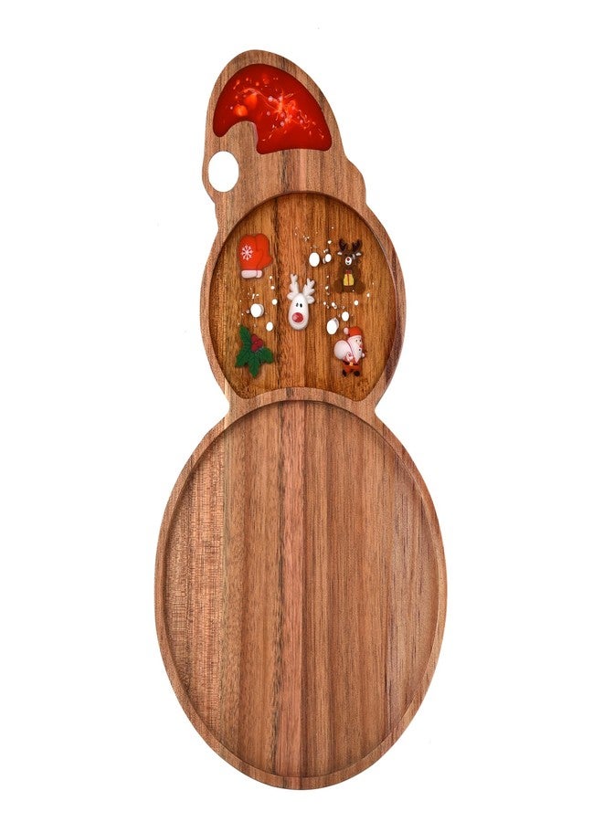 Guowall Snowman Resin Wooden Tray Serving Platter Christmas Decoration Cheese Board for Kitchen, Home Decor, Food Display - 1 pc/Set - Image 1