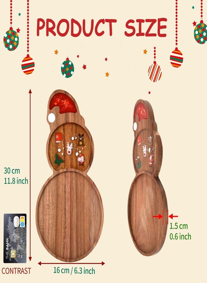 Guowall Snowman Resin Wooden Tray Serving Platter Christmas Decoration Cheese Board for Kitchen, Home Decor, Food Display - 1 pc/Set - Image 5