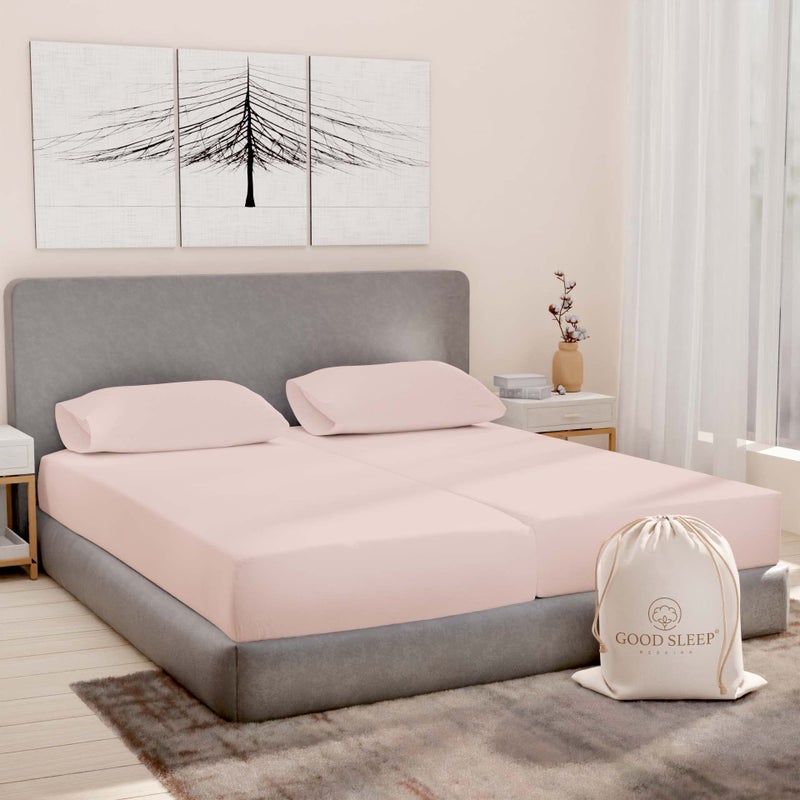 Split King Sheets Sets for Adjustable Bed Cotton Luxury Sheets 1000 TC Egyptian Cotton Sheets 5 Piece 100 Cotton Split King Sheet Set Sateen Sheets 2 Fitted  16 Deep Pocket Blush
