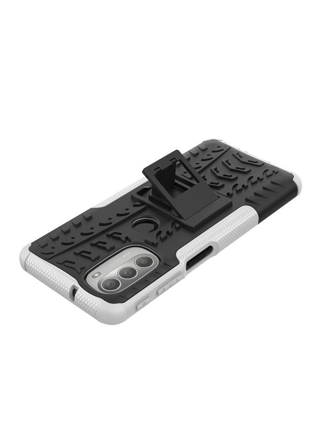 S-TOP Case For Motorola Moto G51 5G Tire Texture TPU + PC Phone Case with Holder - Image 5