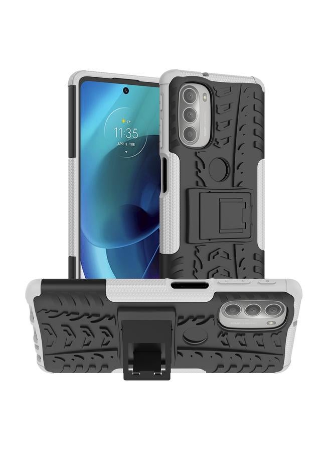 S-TOP Case For Motorola Moto G51 5G Tire Texture TPU + PC Phone Case with Holder - Image 1