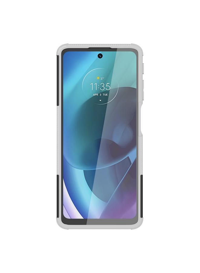 S-TOP Case For Motorola Moto G51 5G Tire Texture TPU + PC Phone Case with Holder - Image 3