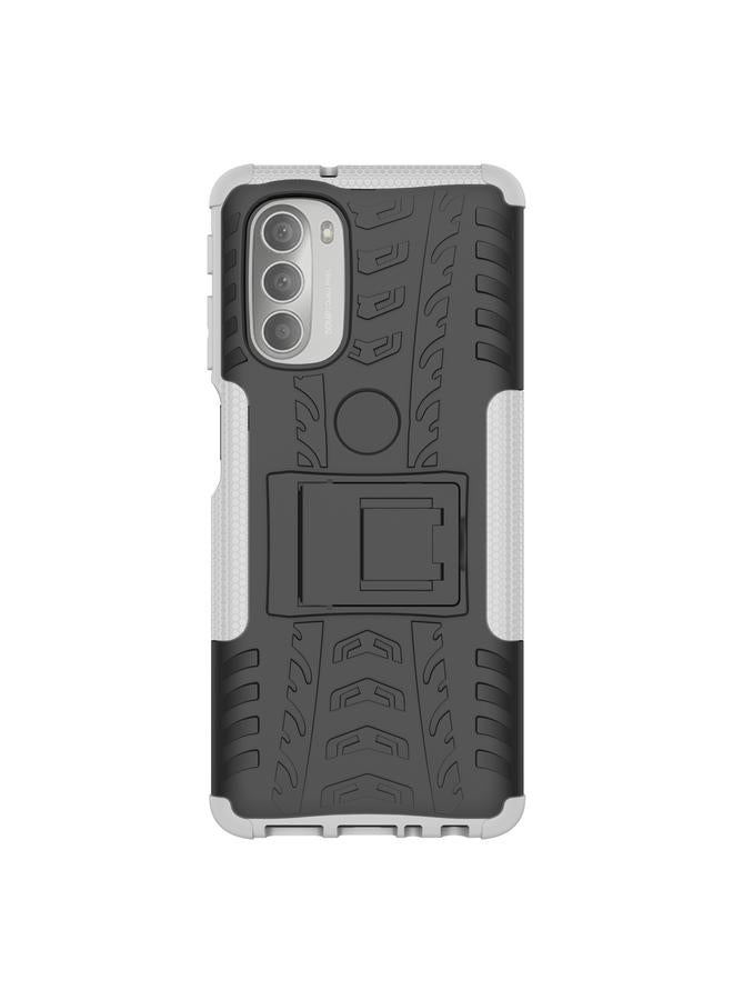 S-TOP Case For Motorola Moto G51 5G Tire Texture TPU + PC Phone Case with Holder - Image 2