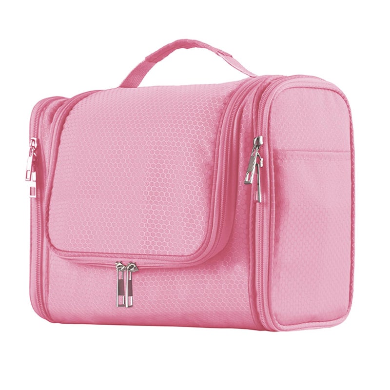 Buruis Large Capacity Toiletry Bag for Women and Men, Hanging Toiletry Organizer Cosmetics Makeup Bag, Water-resistant Dopp Kit Shaving Bags for Full Sized Toiletries, Travel Essentials (Pink) - Image 2