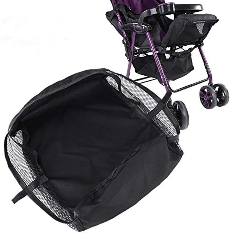 klarako Stroller Bottom Storage Bag, 2PCS Installable Baby Car Buggy Pushchair Basket Shopping Case Organizer with Magic Sticker and Buttons, A Stable Firm Place for Placing Kid's Supplies - Image 1