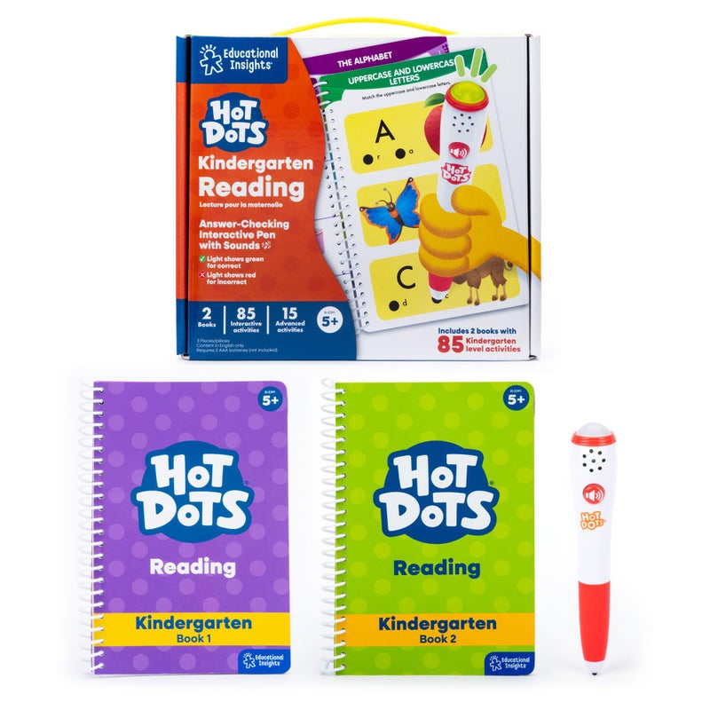 Educational Insights Hot Dots Kindergarten Reading Set - Kindergarten Workbooks with Interactive Pen, Homeschool Learning Activities, Learn to Read Activity Books for Kids Ages 5+ - Image 1