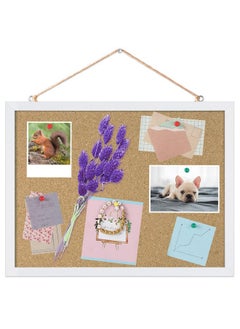 FEBSNOW Cork Board Bulletin Board 15.7 X 12 Inches With Rectangle White Frame Hanging Pin For Office Home Message Board Or Vision Board Decoration  - Image 1