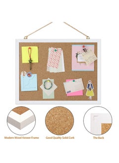 FEBSNOW Cork Board Bulletin Board 15.7 X 12 Inches With Rectangle White Frame Hanging Pin For Office Home Message Board Or Vision Board Decoration  - Image 3