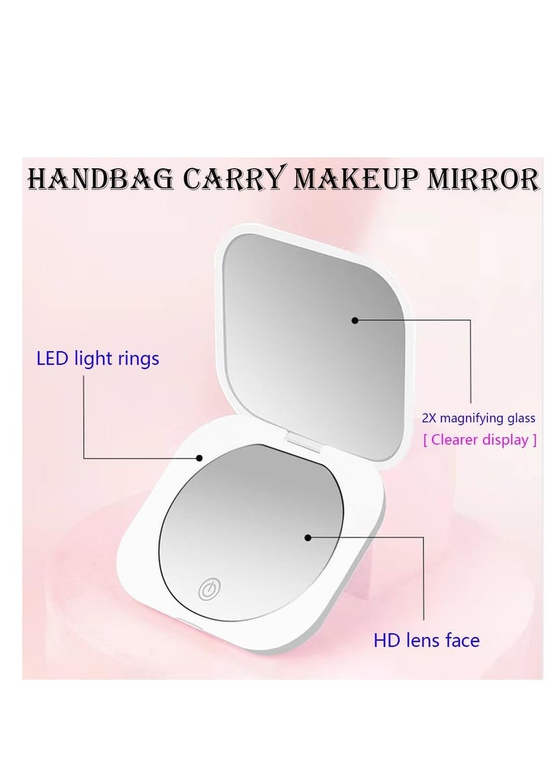 KASTWAVE Makeup Mirror with Light, USB Rechargeable Compact Mirror, Dimmable Small Travel Makeup Mirro, Handbag Carrying Mirror, Magnifier Pocket Mirror, Portable Folding Mirror for Travel, Home, Office  - Image 4