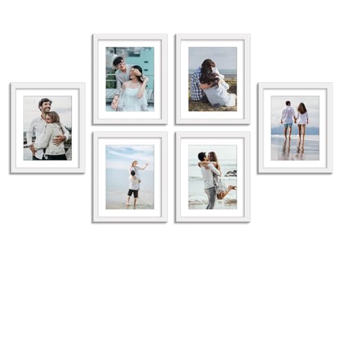 Stuthi Arts Photo Frame Set of 6 Picture Frames for Wall Hanging White(8x10-6 Mount) | Photo Collage Photo Frame Wood Wall Mount Gift For Best Friend Boy & Girl | Customized Wall Hanging Photo Frame, | Picture Frame For Gift | Wooden Photo Frame (White) - Image 1