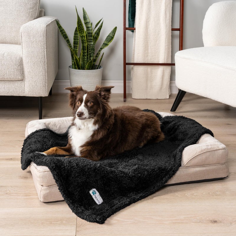 PetAmi Fluffy Soft Dog & Cat Blanket - Black Sherpa Fleece, Calming Pet Blanket for Couch, Small 24x32 - Image 3
