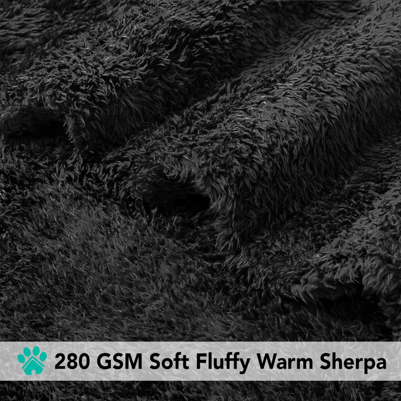 PetAmi Fluffy Soft Dog & Cat Blanket - Black Sherpa Fleece, Calming Pet Blanket for Couch, Small 24x32 - Image 4