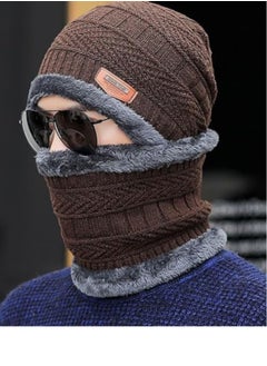 SARAOONT 2-Piece Brown Winter Thick Hat Beanie scarf set  - Image 2