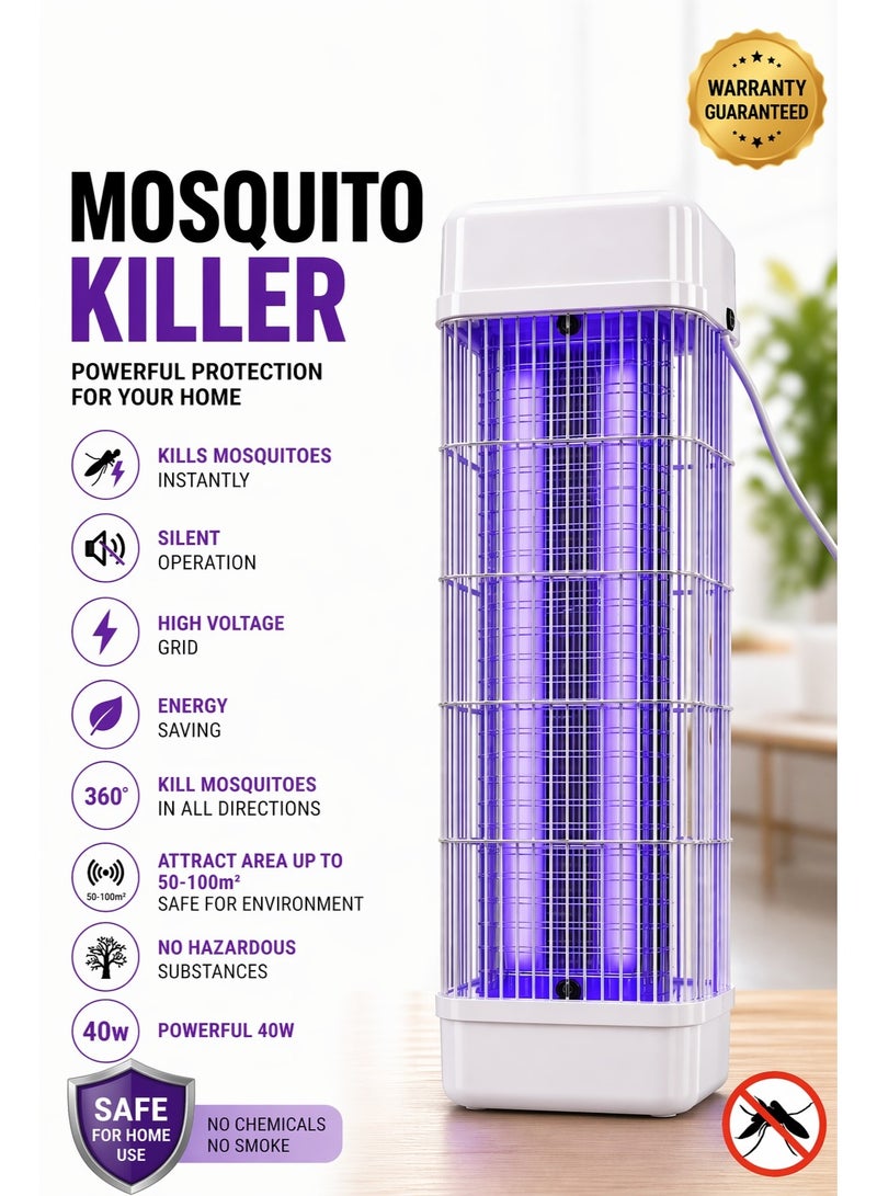 40W Mosquito Killer Lamp, 3800V UV Dual Tube Electric Insect Zapper, Silent & Chemical-Free Fly & Bug Killer for Home & Outdoor Use - Image 1