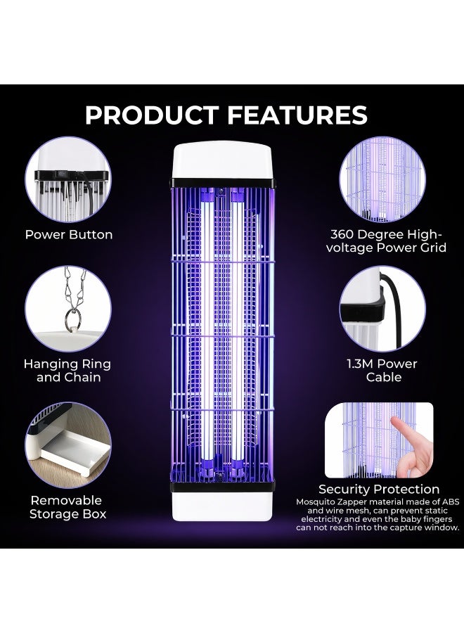 40W Mosquito Killer Lamp, 3800V UV Dual Tube Electric Insect Zapper, Silent & Chemical-Free Fly & Bug Killer for Home & Outdoor Use - Image 2