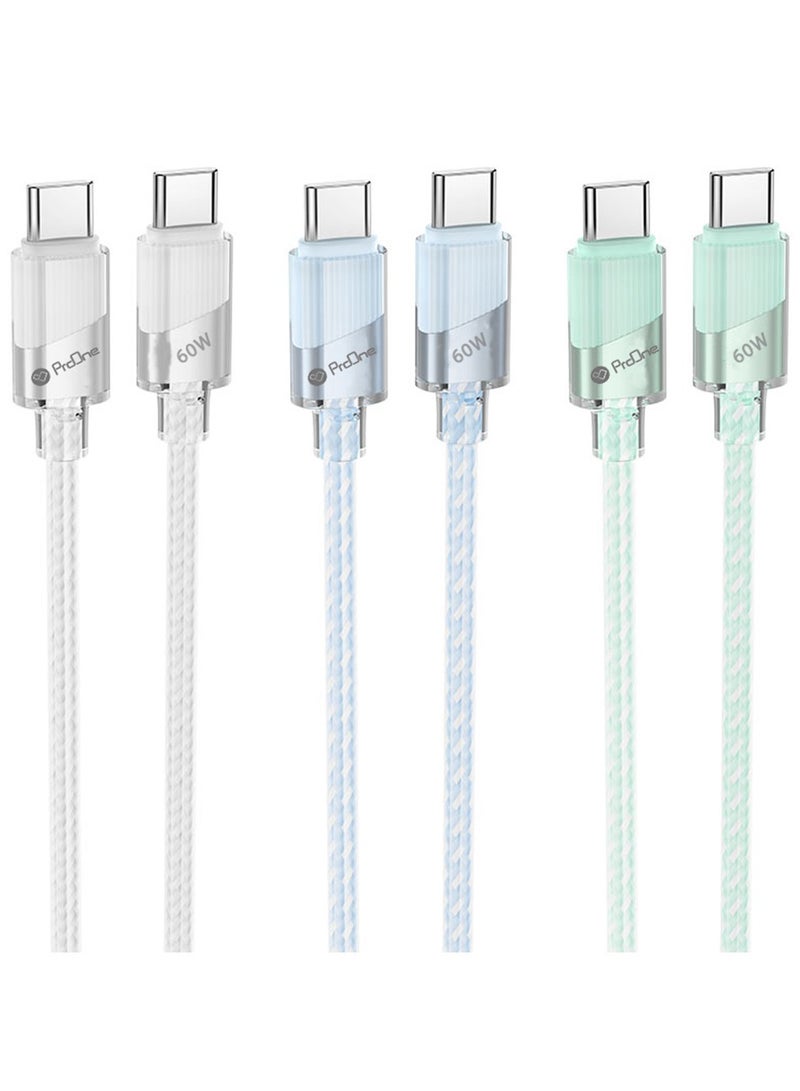 ProOne ProOne PCC131 Type-C to Type-C 60W Fast Charging and Data Transfer Cable. Durable 1m Cable, High-Speed Performance  - Image 4