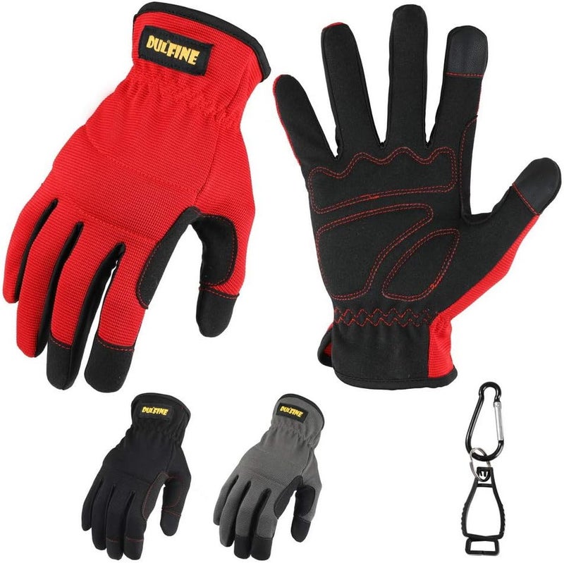 DULFINE High Performance Work Gloves For Men(3 Pairs Pack), High Dexterity Touch Screen For Multipurpose,Excellent Grip (Large) - Image 1