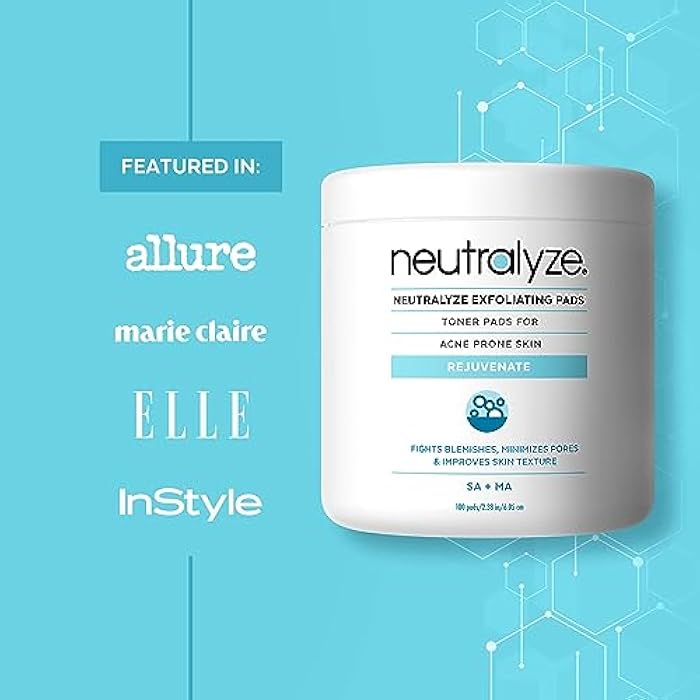 Neutralyze Exfoliating Acne Toner Pads - Dual Textured, Maximum Strength Acne Wipes for Face & Body with 2% Salicylic Acid & 2% Mandelic Acid for Teens & Adults (100 Wipes) - Image 5