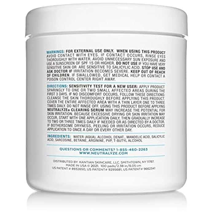 Neutralyze Exfoliating Acne Toner Pads - Dual Textured, Maximum Strength Acne Wipes for Face & Body with 2% Salicylic Acid & 2% Mandelic Acid for Teens & Adults (100 Wipes) - Image 2