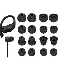 8 Pairs Powerbeats Pro Ear Tips - Soft Silicone Replacement Buds for Noise Reduction, Compatible with Beats Flex/BeatsX- Black.