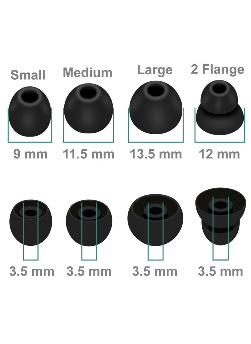 Oasisgalore - 8 Pairs Powerbeats Pro Ear Tips - Soft Silicone Replacement Buds for Noise Reduction, Compatible with Beats Flex/BeatsX- Black. - Image 1