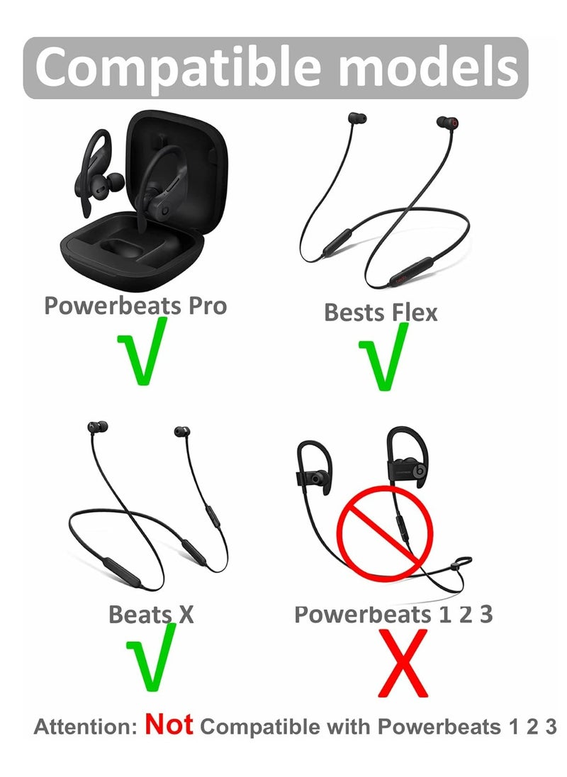 Oasisgalore - 8 Pairs Powerbeats Pro Ear Tips - Soft Silicone Replacement Buds for Noise Reduction, Compatible with Beats Flex/BeatsX- Black. - Image 1