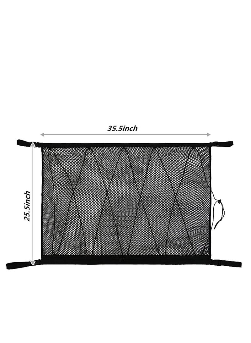 Generic Car Ceiling Cargo Net Pocket for SUV, 35.5x25.5 Roof Storage Organizer, Long Trip Camping Bag Tent Putting Quilt Children's Toy Towel Sundries Interior Accessories  - Image 5