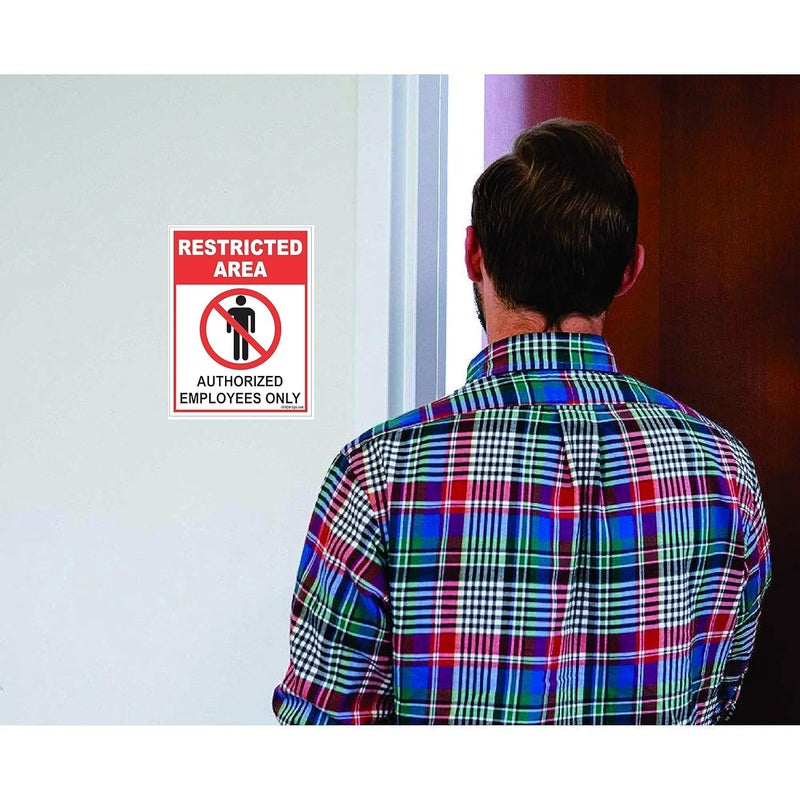Clickforsign RES-AREA-SB-59(8X6) Restricted Area Authorized Employee Only Sign Board, 200 x 150 mm - Image 2