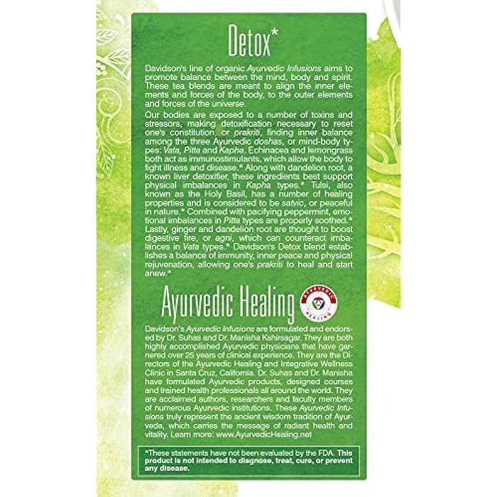 Davidson's Organics, Ayurvedic Infusions, Detox, 25-count Tea Bags, Pack of 6 - Image 3