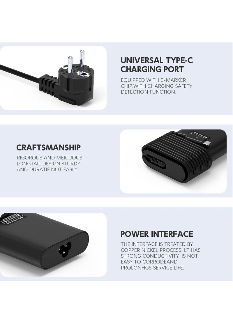 ماركة غير محددة - شاحن لاب توب USB-C بقدرة 90 واط لديل لاتيتيود 3400 3500 5300 5310 5289 5480 5400 5280 5580 7380 7480 7390 7280 ديل XPS 9250 9350 9550 LA90PM1 محول طاقة 70 أسود - Image 1