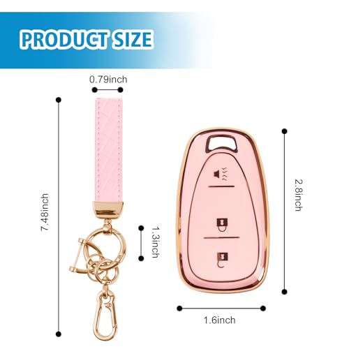 Rislobx 3 Button Key Fob Cover for Chevy, TPU Key Fob Case Compatible with 2016 2017 2018 2019 2020 2021 2022 Spark Traverse Equinox, for 2018 2019 2020 Chevy Trax (Sakura Pink) - Image 3