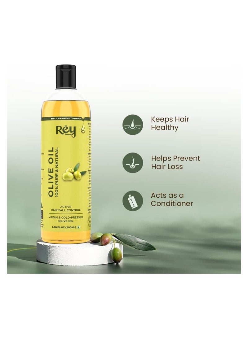 Rey Naturals ReyNaturals Olive Oil Extra Virgin | Cold Pressed Olive Oil For Massage | Extra Light Olive Oil For Skin 200 ml - Image 2