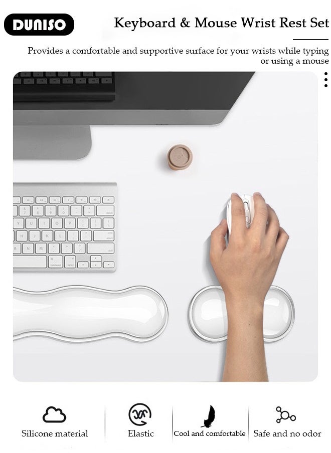 DUNISO - Mouse Pad with Wrist Rest and Keyboard Wrist Rest, Soft Gel Wrist Rest for Computer Keyboard with Non-Slip Base for Pain Relief, Ergonomic Mouse pad for Gaming,Office,Home - Image 1