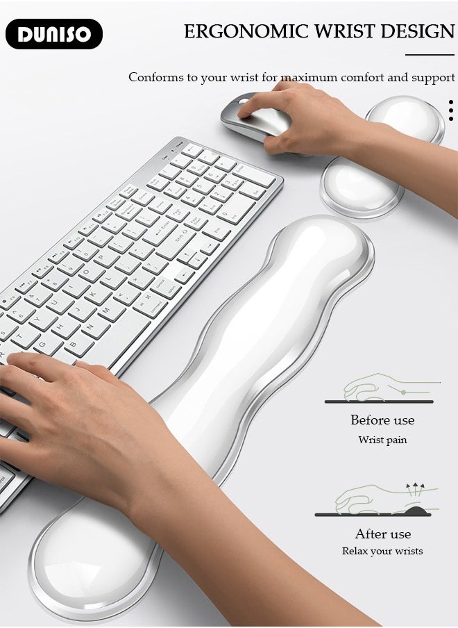 DUNISO - Mouse Pad with Wrist Rest and Keyboard Wrist Rest, Soft Gel Wrist Rest for Computer Keyboard with Non-Slip Base for Pain Relief, Ergonomic Mouse pad for Gaming,Office,Home - Image 1