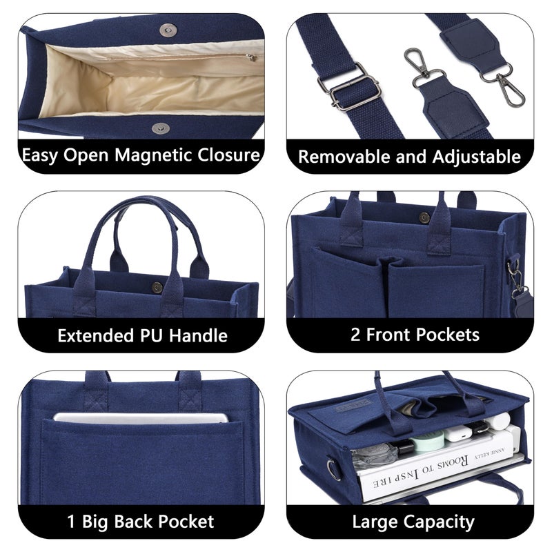 ZHMO Canvas Tote Bag for Women With Compartments and Pockets,Women's Bags Crossbody Bags Work Laptop Tote Bag Large Satchels Handbags Tote Purse Everyday Shoulder Bag for Travel Nurse Teacher Church - Image 5