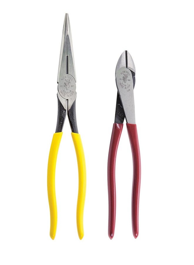 Klein Tools 92920 Pliers Set with 8-Inch Needle Nose Pliers and 7-Inch Diagonal Cutting Pliers, High Leverage, 2-Piece - Image 1