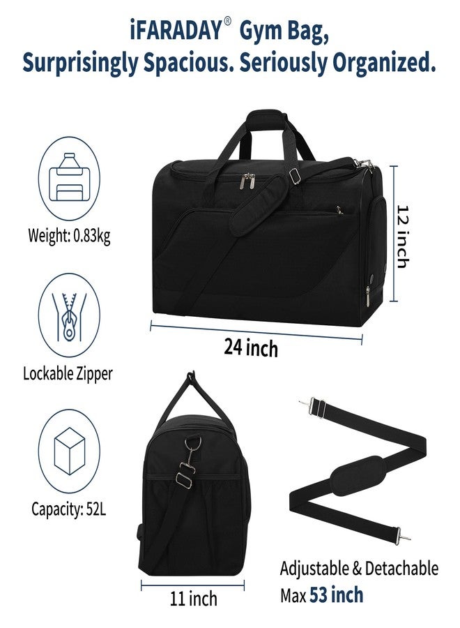 iFARADAY 52L Men's Gym Bag with Shoe Compartment - 24 inch Duffle Bag for Travel, Sports, Fitness & Workout (Black) - Image 5