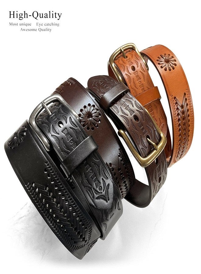 Belts.com 2287 Western Hand-Woven Braided Basketweave Genuine Full Grain Leather Casual Jean Belt 1-1/2"(38mm) Wide (Black, 32) - Image 4