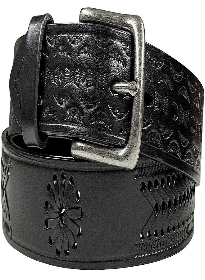 Belts.com 2287 Western Hand-Woven Braided Basketweave Genuine Full Grain Leather Casual Jean Belt 1-1/2"(38mm) Wide (Black, 32) - Image 1