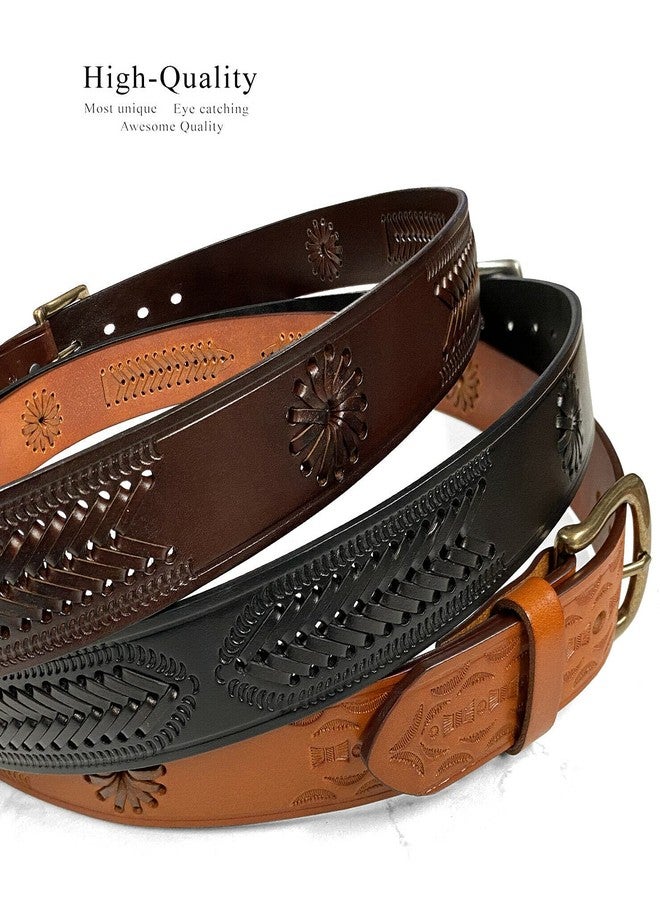 Belts.com 2287 Western Hand-Woven Braided Basketweave Genuine Full Grain Leather Casual Jean Belt 1-1/2"(38mm) Wide (Black, 32) - Image 5