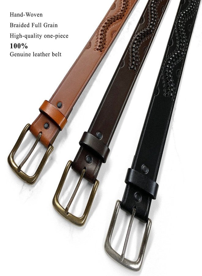 Belts.com 2287 Western Hand-Woven Braided Basketweave Genuine Full Grain Leather Casual Jean Belt 1-1/2"(38mm) Wide (Black, 32) - Image 3