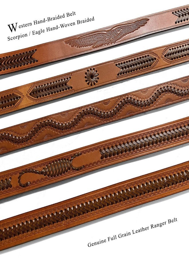 Belts.com 2287 Western Hand-Woven Braided Basketweave Genuine Full Grain Leather Casual Jean Belt 1-1/2"(38mm) Wide (Black, 32) - Image 2