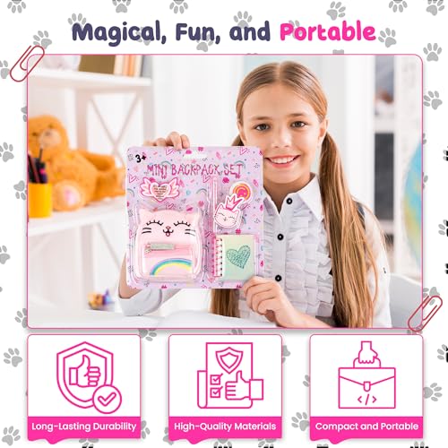 VOTUM Cat Keychain Charm for Backpacks, Purses, Handbags, Car Keys with Stationery Set - Includes Mini Notebook, Gel Pen, Eraser, Stickers - Portable & Fun Gift for Tweens & Adults Ages 8+ - Image 4